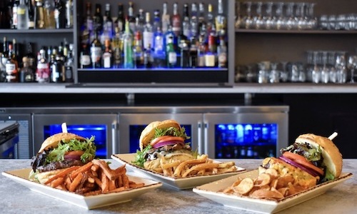 burgers on a bar